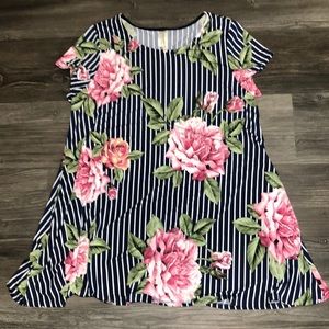 MOA USA 🇺🇸 Navy Striped and Floral Tunic